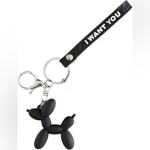 Black Balloon Dog Keychain